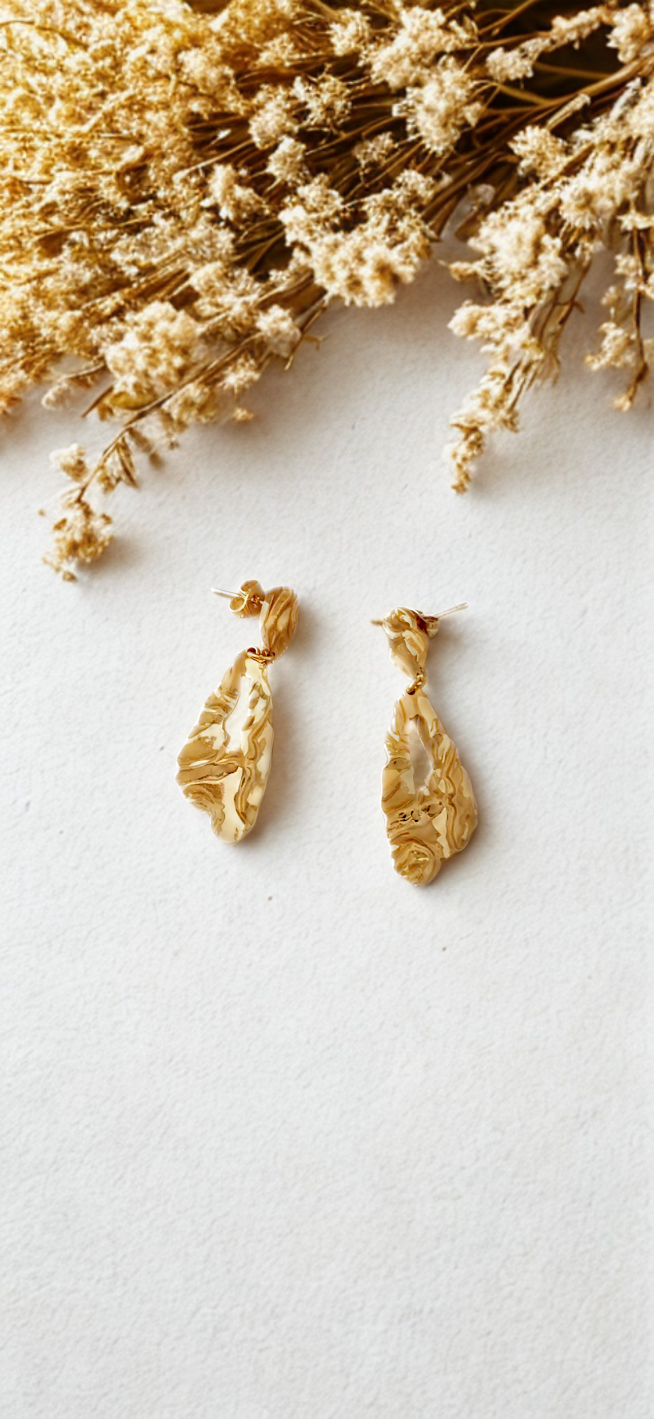 Dented Hollow Drop Earrings